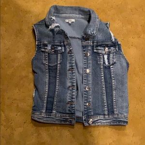 Distressed jean vest